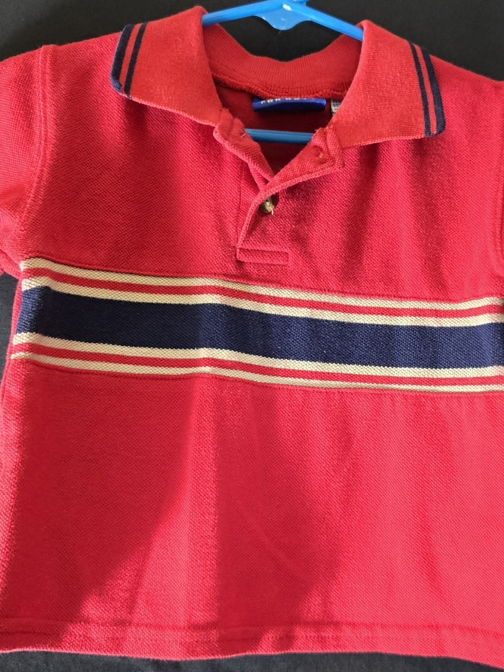 My Pal For Boys Red Polo Shirt with Navy & Cream Stripes #648